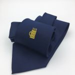 Neckties with logo custom woven in a solid color with a centered logo, personalized ties