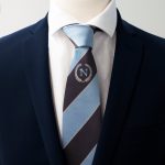 Repp woven tailor-made striped neckties with the logo of your company or club