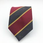 Custom striped regimental ties made to order with emblem, personalized necktie with logo or crest