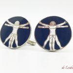 These custom cufflinks of the vitruvian man we made to order for a association, personal cufflinks