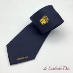 Solid color logo necktie with text custom woven in a personalized design, no printed logo ties