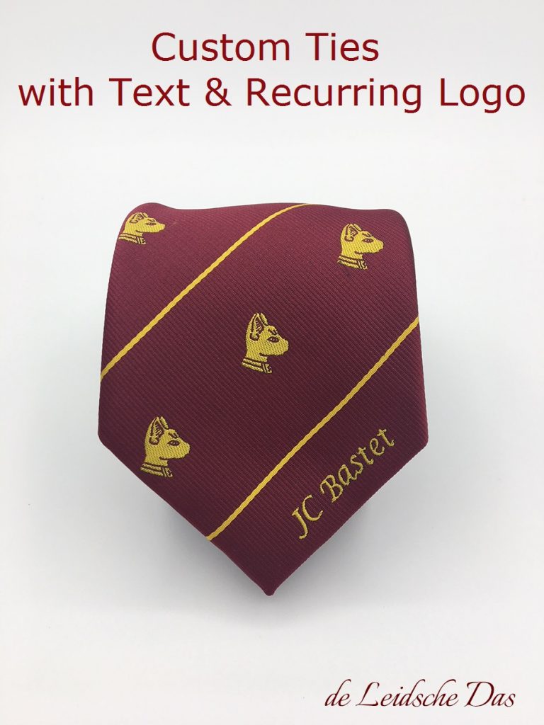 Ties in custom design with text & recurring logo - necktie with logo