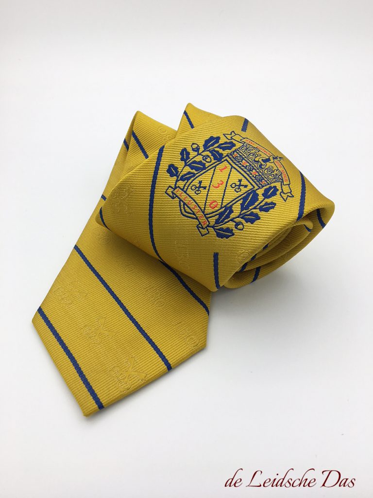 Ties with a crest custom woven in 100% silk or in high quality microfiber, customized crest ties