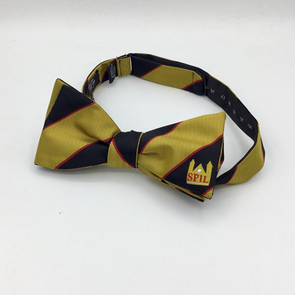 Pre-tied personalized bow ties, bespoke bow tie custom woven in a custom bowtie design