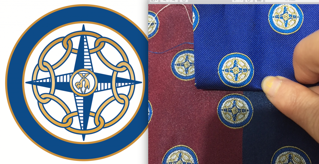 Personalised ties with club logo, bespoke club ties custom woven with recurring club crests