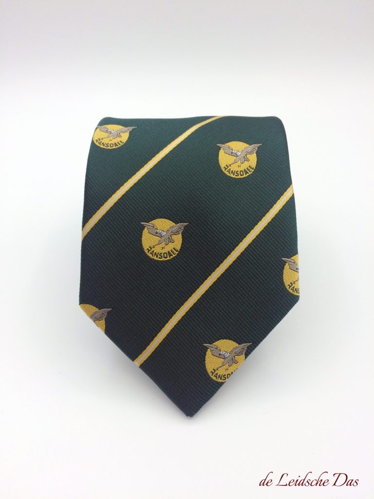 Custom necktie with recurring logo, woven neckties made to order in a custom made design