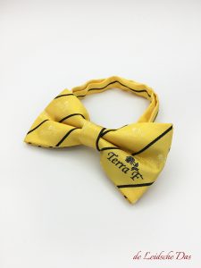 Microfiber bow ties, pre-tied bow ties woven in a custom bow tie design with lines logo & recurring logos, customize neckwear