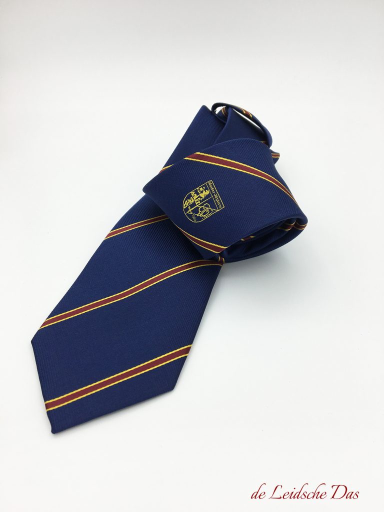 Striped logo necktie tailor made, custom weaved handmade tailor-made ties with your crest, logo or coat of arms