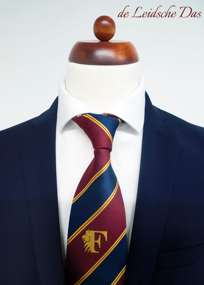 Regimental striped silk ties with logo, custom woven ties