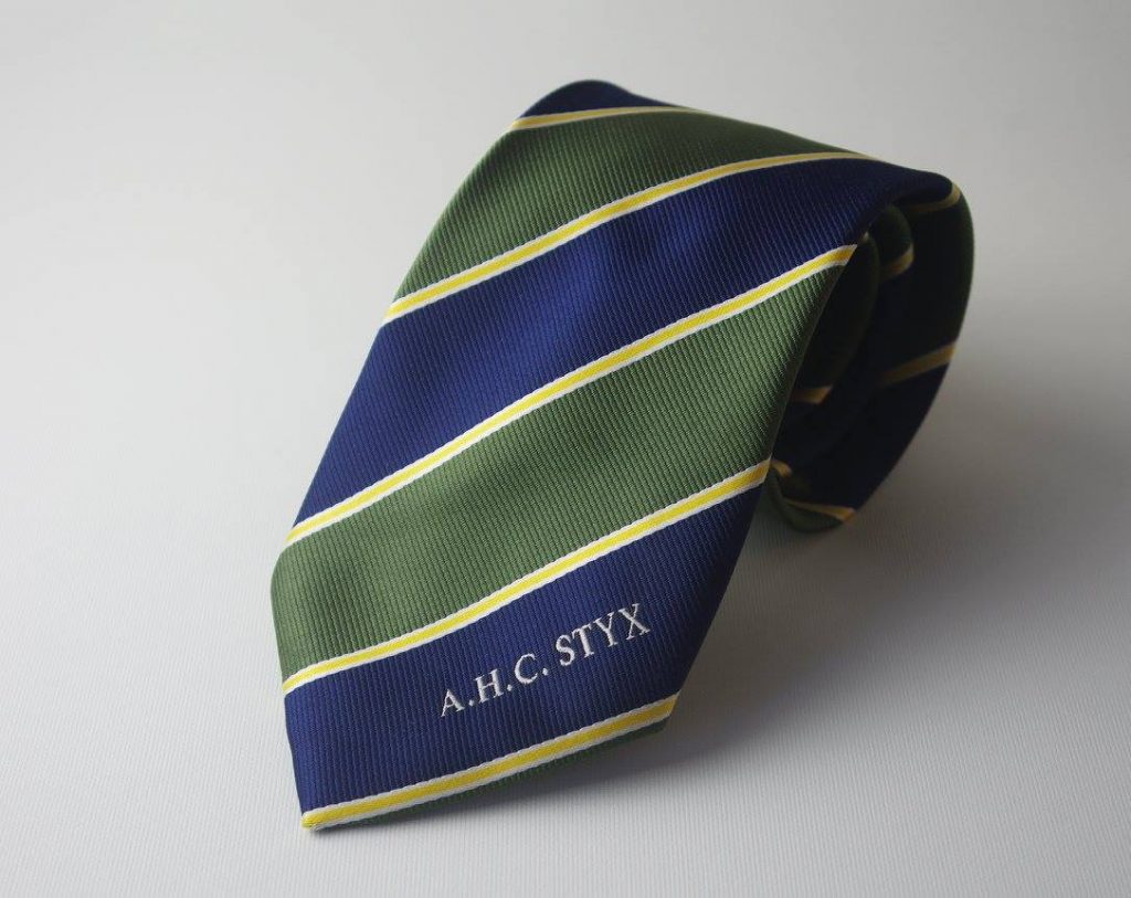 Woven ties with stripes and text, made to order in your personalized design - Custom made ties UK
