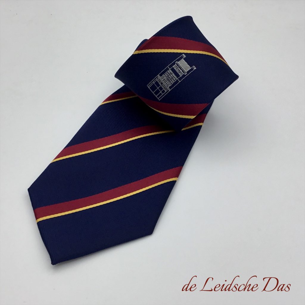 Custom woven necktie fabric in a personalized design, create your own unique logo neckties for your company or club